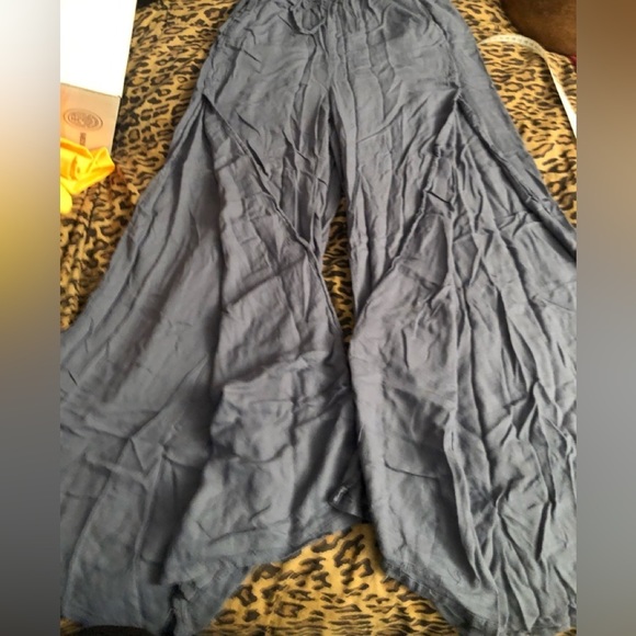 Onia size XS slate blue CHLOE high slit wide leg pant elastic waist pockets - Picture 7 of 16